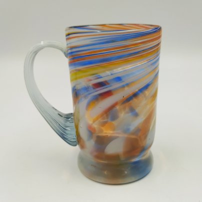 Чашка с разноцветным спиралевидным узором, стекло, СССР, 1970-1990 гг.