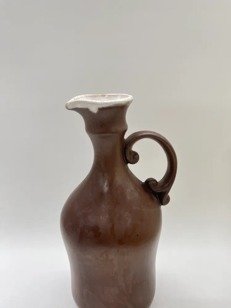 Кувшин для воды винтажный с узким горлышком, керамика, СССР, 1970-1990 гг.