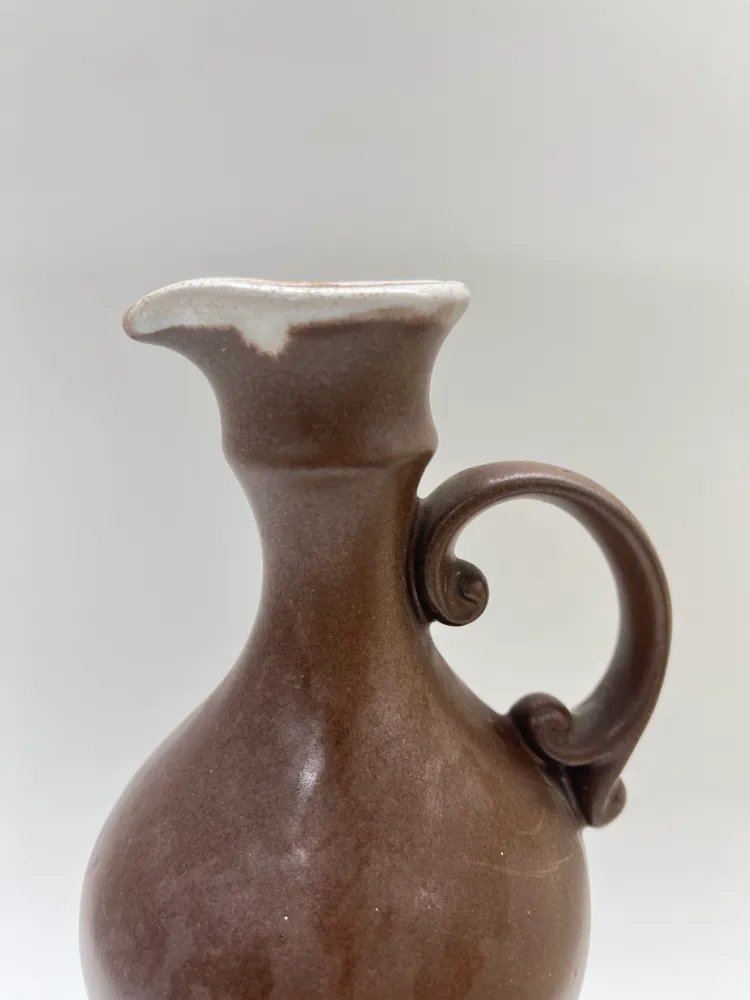 Кувшин для воды винтажный с узким горлышком, керамика, СССР, 1970-1990 гг.
