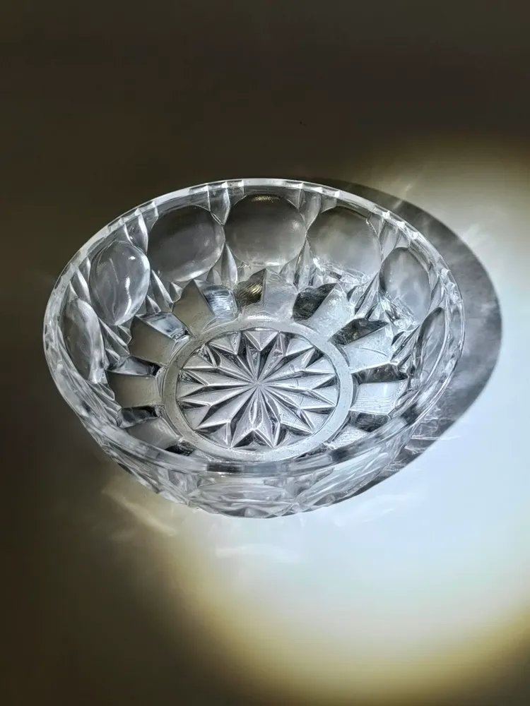 Конфетница с линзовидным декором, хрусталь, СССР, 1970-1990 гг.