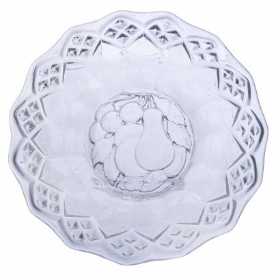 Тарелочка с изображением фруктов, стекло, пресс, СССР, 1950-1970 гг.