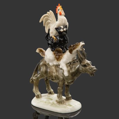 Статуэтка "Бременские музыканты", фарфор, роспись, Hutschenreuther (Хутченройтер), Германия, 1950-1980 гг.