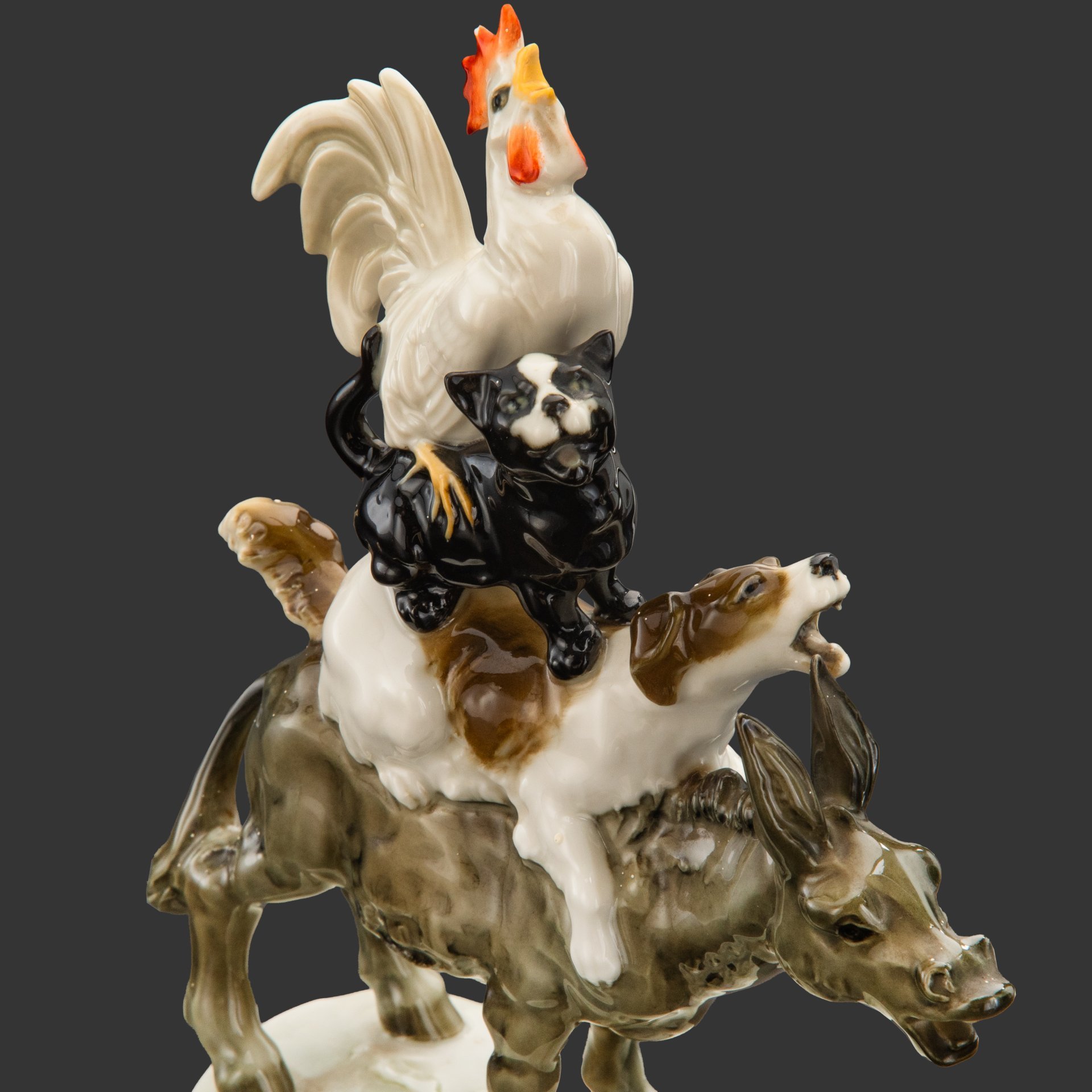 Статуэтка "Бременские музыканты", фарфор, роспись, Hutschenreuther (Хутченройтер), Германия, 1950-1980 гг.