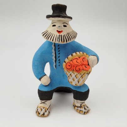 Игрушка каргопольская "Мужик с корзиной", глина, роспись, СССР, 1970-1990 гг.