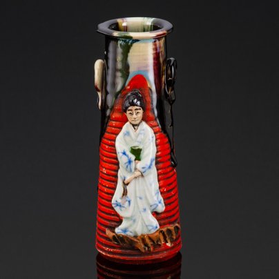 Ваза с изображением девушки, керамика, поливы, роспись, Япония, 1920-1950 гг.