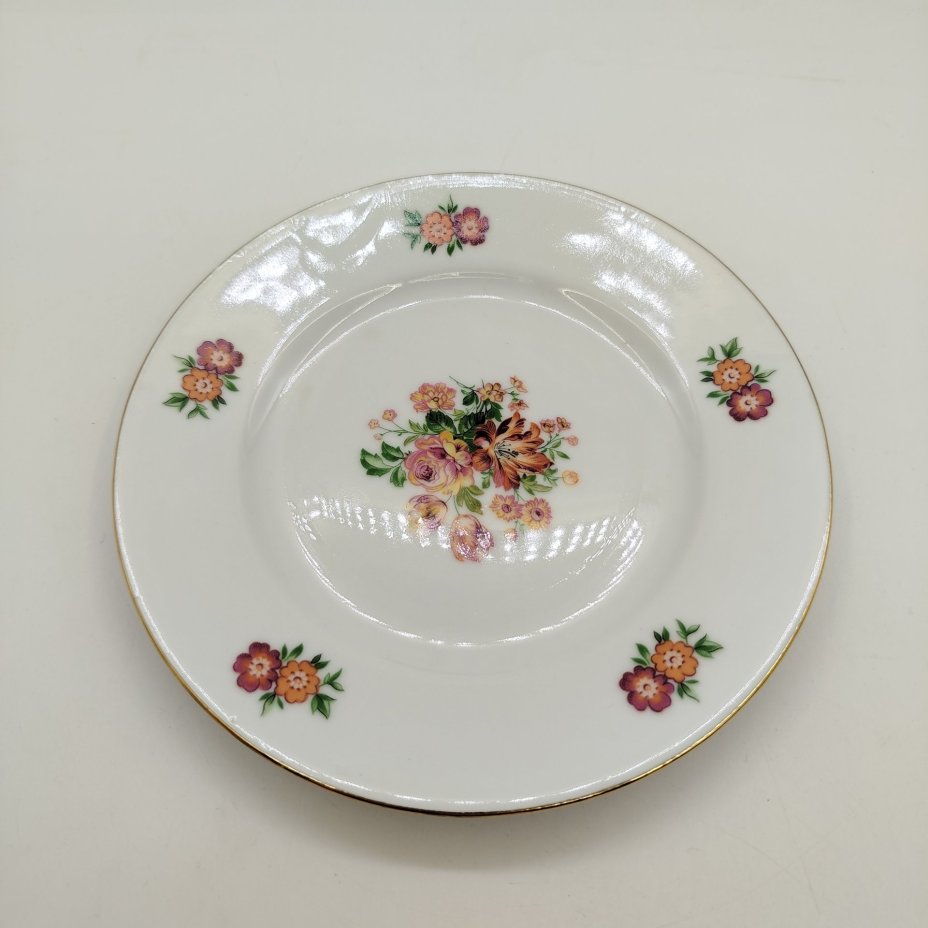 Чайная тройка с цветочным декором, фарфор, деколь, золочение, Thun (Тун), Чехословакия, 1950-1960 гг.