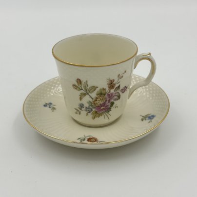 Пара кофейная с цветочным декором, фарфор, деколь, золочение, Royal Copenhagen