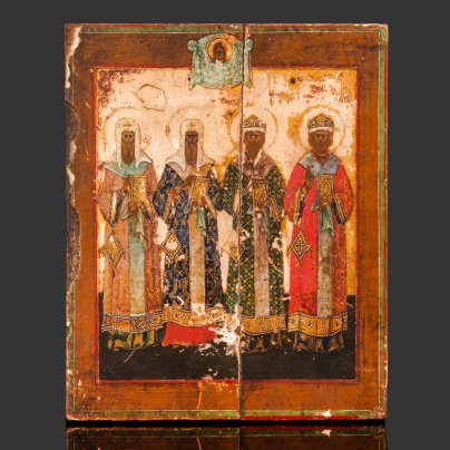 Икона "Избранные святые", дерево, темпера, золочение, Российская империя, 1850-1880 гг.