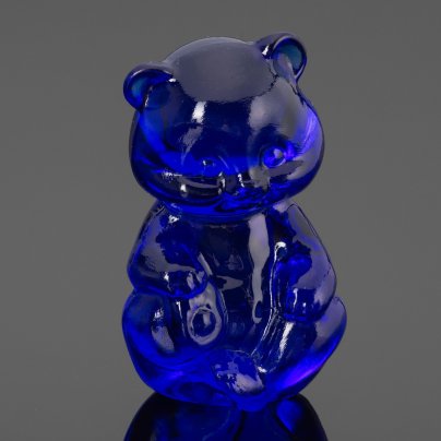 Миниатюрная статуэтка "Медвежонок", Fenton Art Glass Company, хрусталь, кобальт