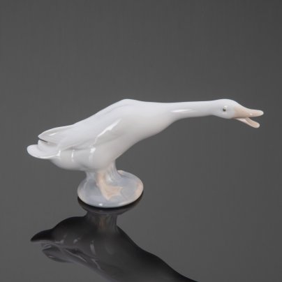 Статуэтка "Гусь, вытянувший шею", фарфор, роспись, Lladro