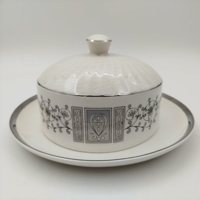 Маслёнка с растительным декором, фаянс, деколь, Enoch Wedgwood (Tunstall) Ltd., Великобритания, 1960-1980 гг.