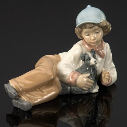 Статуэтка "Мальчик с собакой", скульптор Vicente Martinez, фарфор, роспись, NAO Porcelain, Испания, 1991-2000 гг.