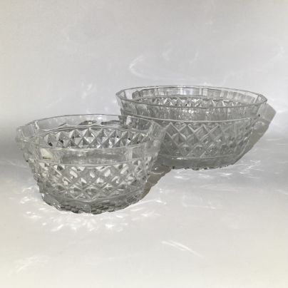 Набор из 2-х салатников с резным декором, стекло, СССР, 1970-1990 гг.