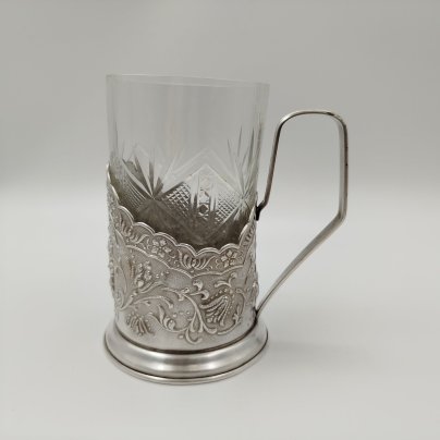 Подстаканник со стаканом, стекло, сплав металлов, СССР, 1970-1990 гг.