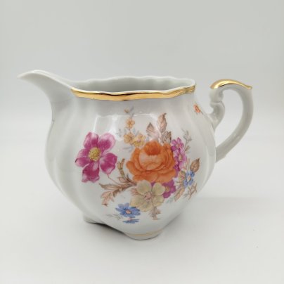 Молочник с цветочным декором (большой), фарфор, деколь, золочение, Cmielow, Польша, 1950-1980 гг.