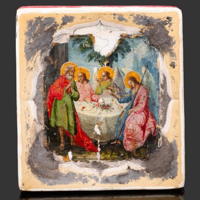 Икона "Троица Ветхозаветная", дерево, темпера, Российская империя, 1800-1850 гг.