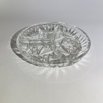 Менажница резным геометрическим декором, хрусталь, СССР, 1970-1990 гг.