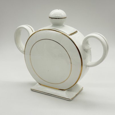 Сахарница "пузатой" формы, фаянс, золочение, Чехословакия, 1960-1980 гг.