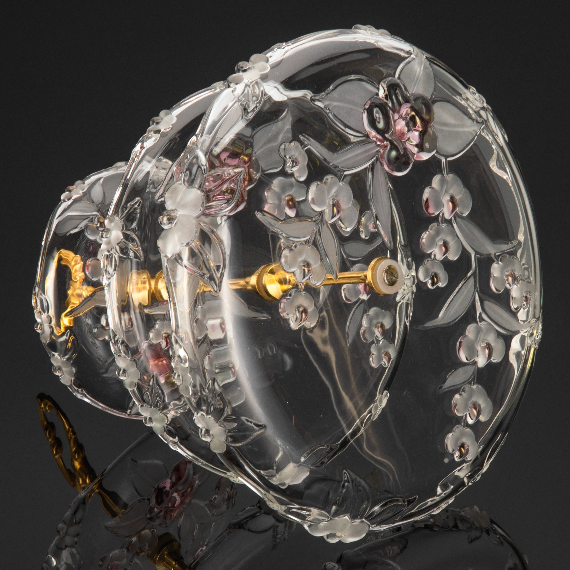 Фруктовница трехуровневая с цветочным рельефным декором, стекло, матирование, Walther Glas, Германия, 1990-2010 гг.