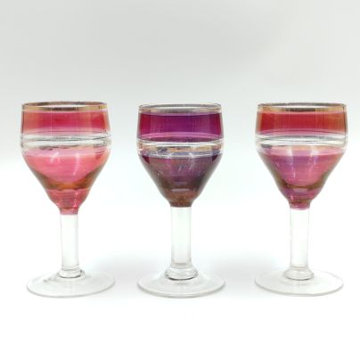 Набор из 3-х рюмок, цветное стекло, золочение, Чехословакия, 1960-1980 гг.