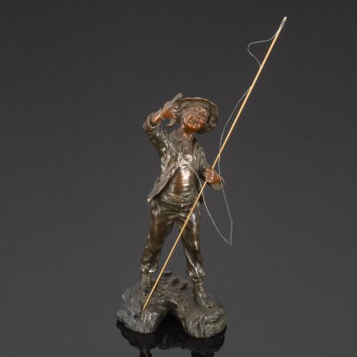 Статуэтка "Рыбак", подпись E. Fuchs, шпиатр, литье, Западная Европа, 1880-1920 гг.