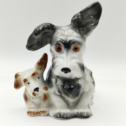 Плафон для светильника-ночника "Собаки" ("Терьеры"), фарфор, роспись, Heinz & Co., Германия, 1954-1972 гг.