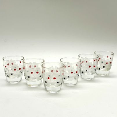 Набор стопок с изображением игральных карт на 6 персон, стекло, Германия, 1980-2000 гг.