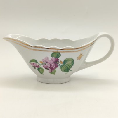 Соусник с цветочным декором, фарфор, деколь, золочение, Дулевский фарфоровый завод (Дулёво), СССР, 1958 г.
