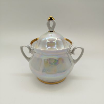 Сахарница, фарфор, золочение, люстр, Минский фарфорово-фаянсовый завод, СССР, 1968-1983 гг.