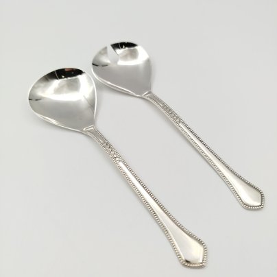 Набор сервировочный для салатов и десертов в футляре, мНЦ (медь-никель-цинк), картон (футляр), Таллинский ювелирный завод, СССР, 1970-1990 гг.