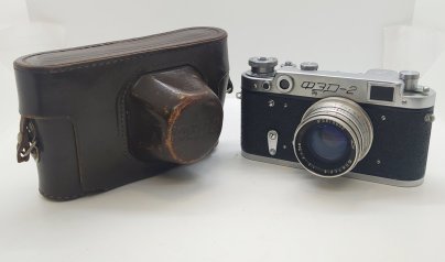 Фотоаппарат плёночный "ФЭД-2" с объективом "Юпитер-8" в оригинальном кофре, металл, стекло, пластик, кожа, Харьковский машиностроительный завод им. Дзержинского (ФЭД)