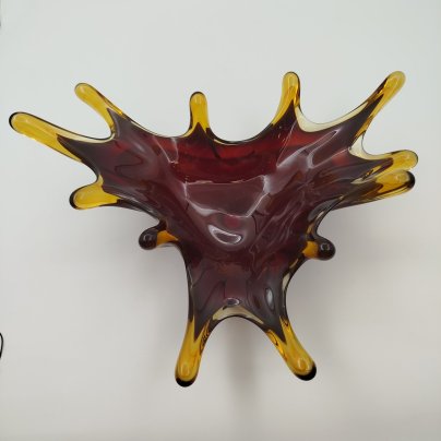 Ваза (конфетница) "Медуза", цветное стекло, гутная техника, СССР, 1970-1990 гг.