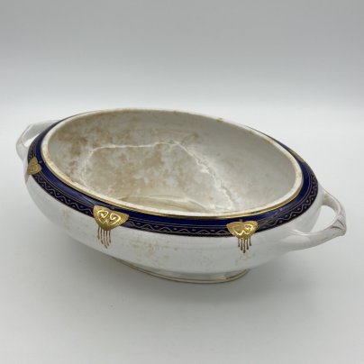 Терина на фигурной ножке в стиле модерн, фаянс, кобальт, золочение, Villeroy & Boch, Германия, 1900-1910 гг.