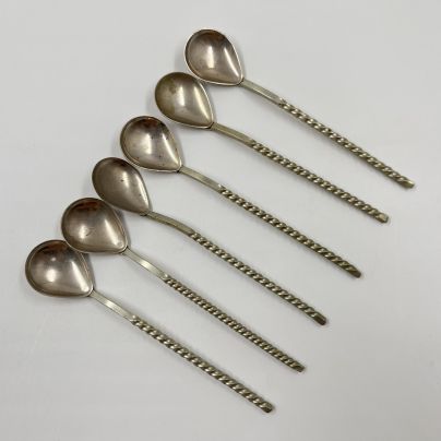 Набор из 6-ти десертных ложек с витыми ручками, металл, СССР, 1970-1990 гг.