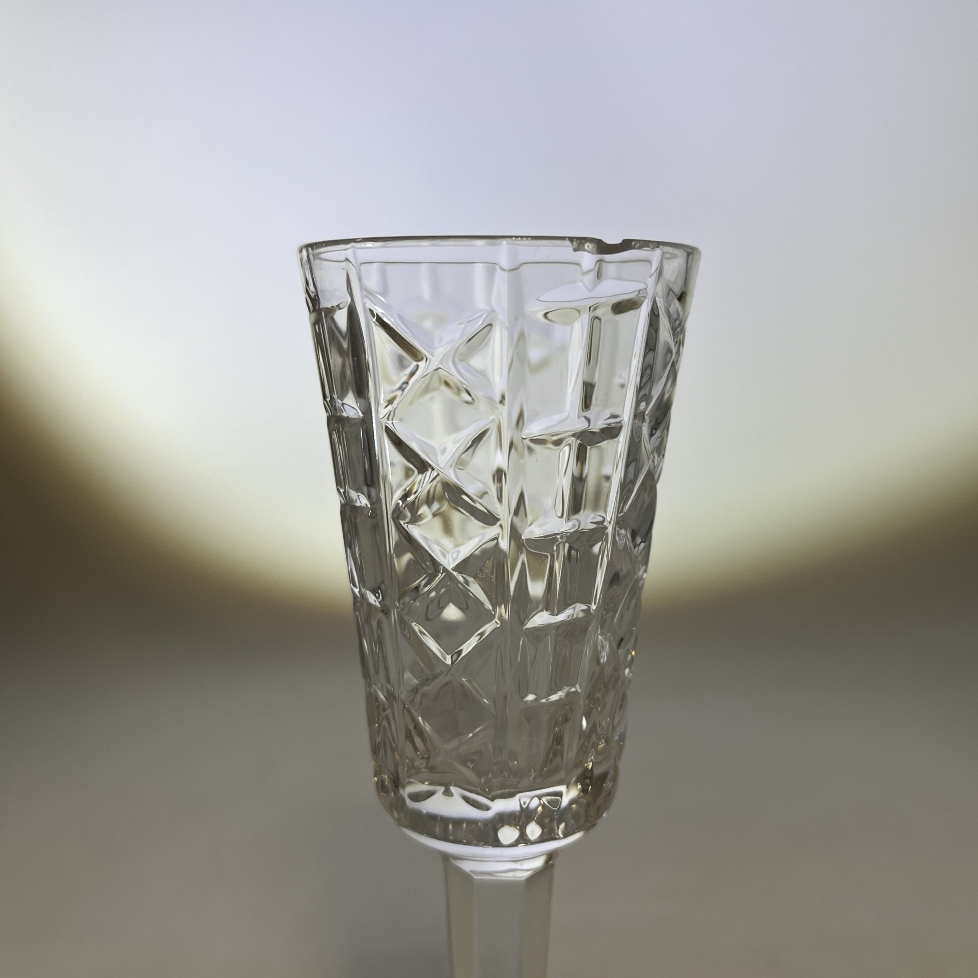 Набор из 4 рюмок (лафитников) с геометрическим декором, стекло, алмазная грань, Россия, 1980-2000 гг.