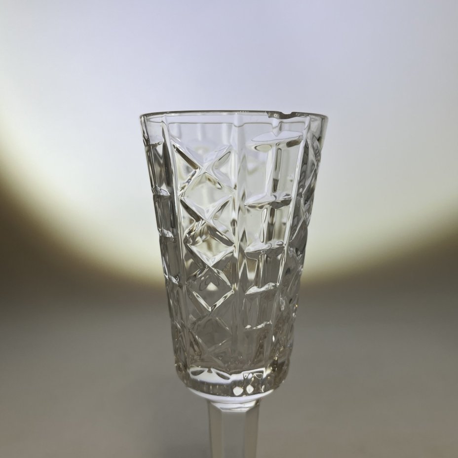 Набор из 4 рюмок (лафитников) с геометрическим декором, стекло, алмазная грань, Россия, 1980-2000 гг.