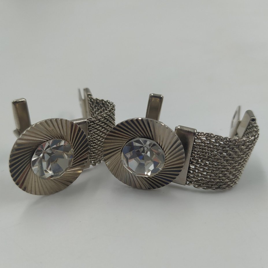 Запонки "Эффект" с прозрачными вставками