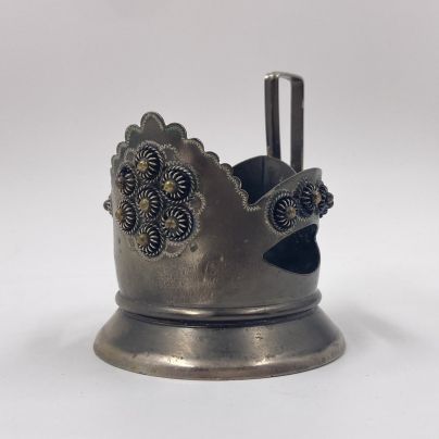 Подстаканник "Бусины большие", мельхиор (медь-никель), СССР, 1970-1980 гг.