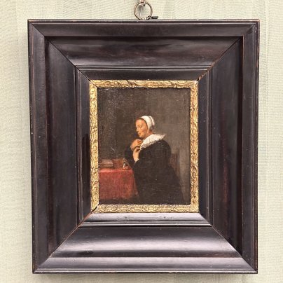 Картина "Гордость" (по работе Адрианна Брауэра (1605-1638), фламандская школа), неизвестный художник, дерево, масло, Западная Европа, 1860-1890 гг.