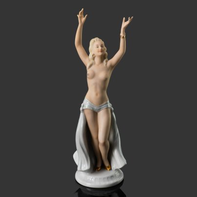 Статуэтка "Обнажённая танцовщица", фарфор, роспись, золочение, Schaubach-Kunst, Wallendorf, Германия, 1926-1953 гг.