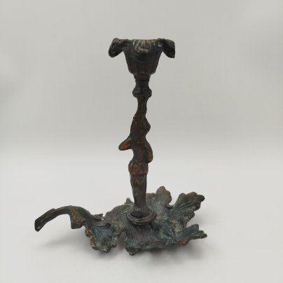 Подсвечник в виде листа с фигурой, силумин, СССР, 1960-1990, гг., силумин, Российская Федерация, 1960-1990 гг.