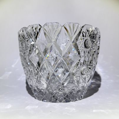 Салатник/конфетница/сахарница с резным декором, хрусталь, алмазная грань, СССР, 1970-1990 гг.