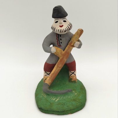 Игрушка каргопольская "Мужик с косой", глина, роспись