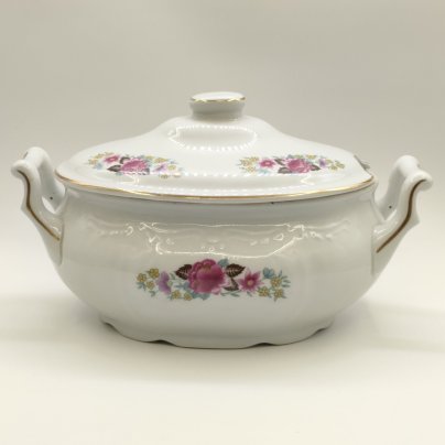 Супница с цветочным декором, фарфор, деколь, золочение, Karolina (Фарфоровая мануфактура «Каролина», Польша), Польша, 1954-1980 гг.