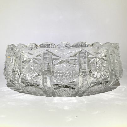 Салатник с рельефным декором, хрусталь, алмазная грань, СССР, 1970-1990 гг.