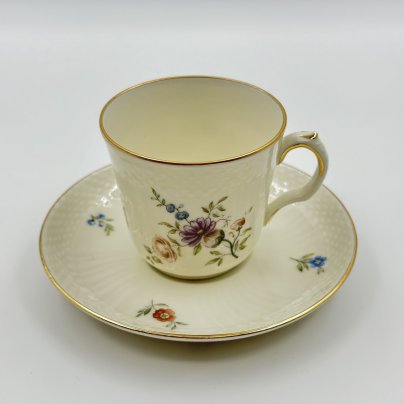 Пара кофейная с цветочным декором, фарфор, деколь, золочение, Royal Copenhagen