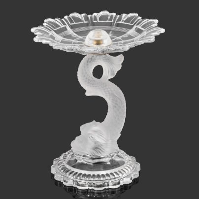 Фруктовница "Дельфин", хрусталь, матирование, металл, пластик (крепеж), Baccarat, Франция, 1890-1930 гг.