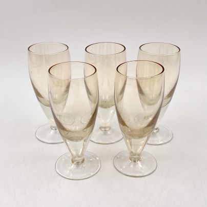 Набор из 5-ти небольших рюмок янтарного оттенка, стекло, СССР, 1970-1990 гг.