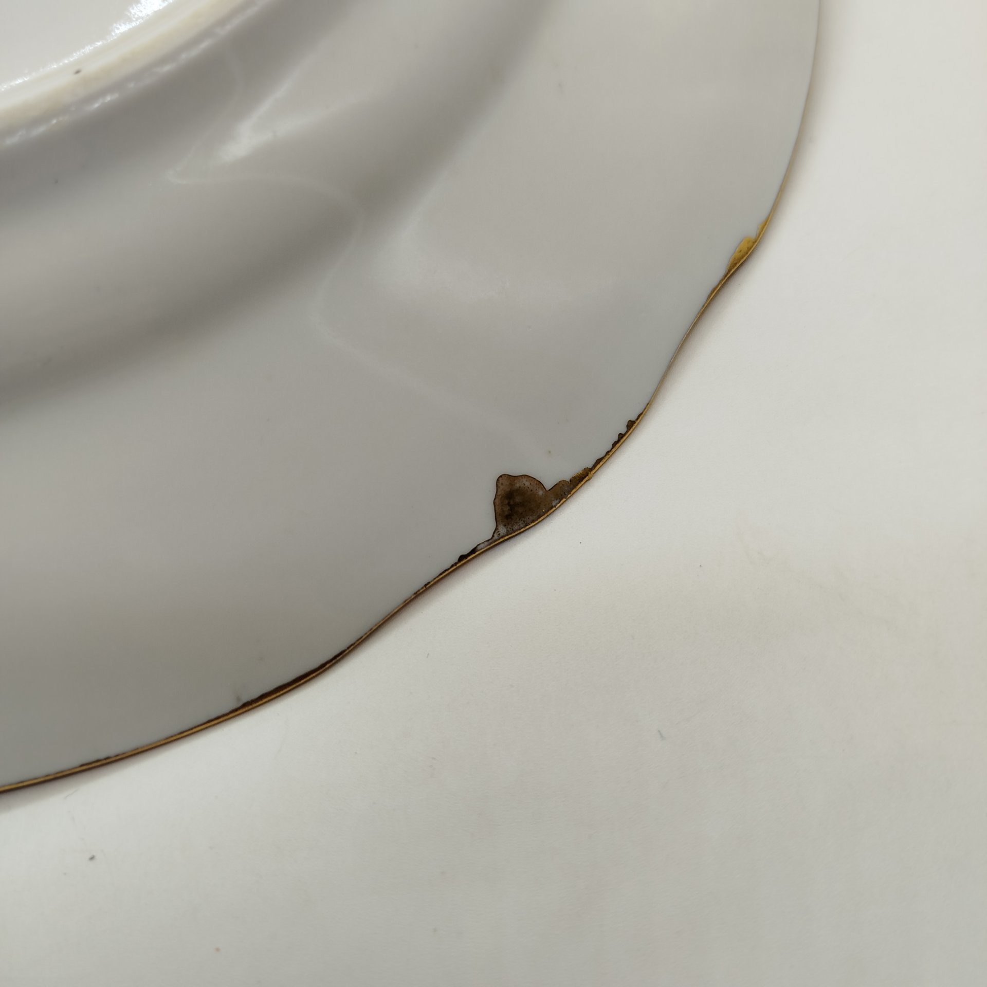 Набор из шести столовых тарелок с цветочным декором, фарфор, деколь, золочение, Дулевский фарфоровый завод (Дулёво), СССР, 1991 г.