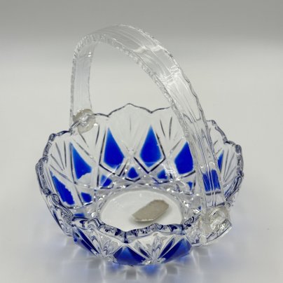 Ваза для десертов (конфетница), с ручкой, стекло, гранение, ручка -пластик
